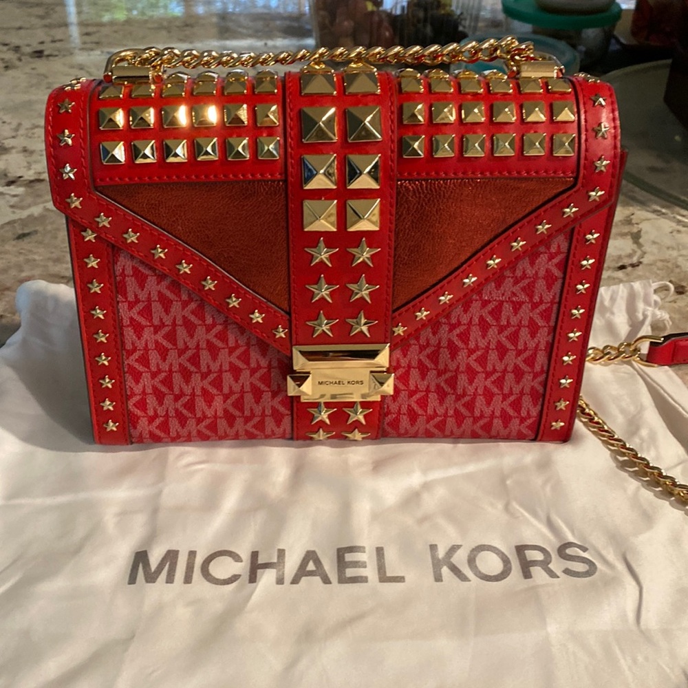 Michael Kors Whitney in Bright Red with Gold Embellishments